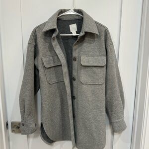 H&M Gray Knit Button-Up Jacket